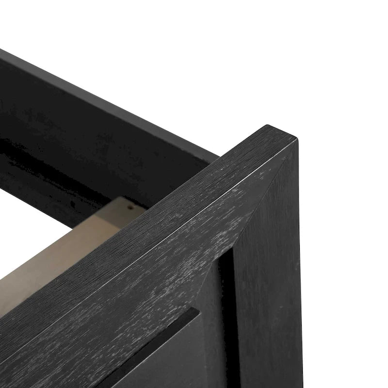 Lit moderne Alaric de Furniture of America, en bois massif noir, avec tête de lit éclairée par LED