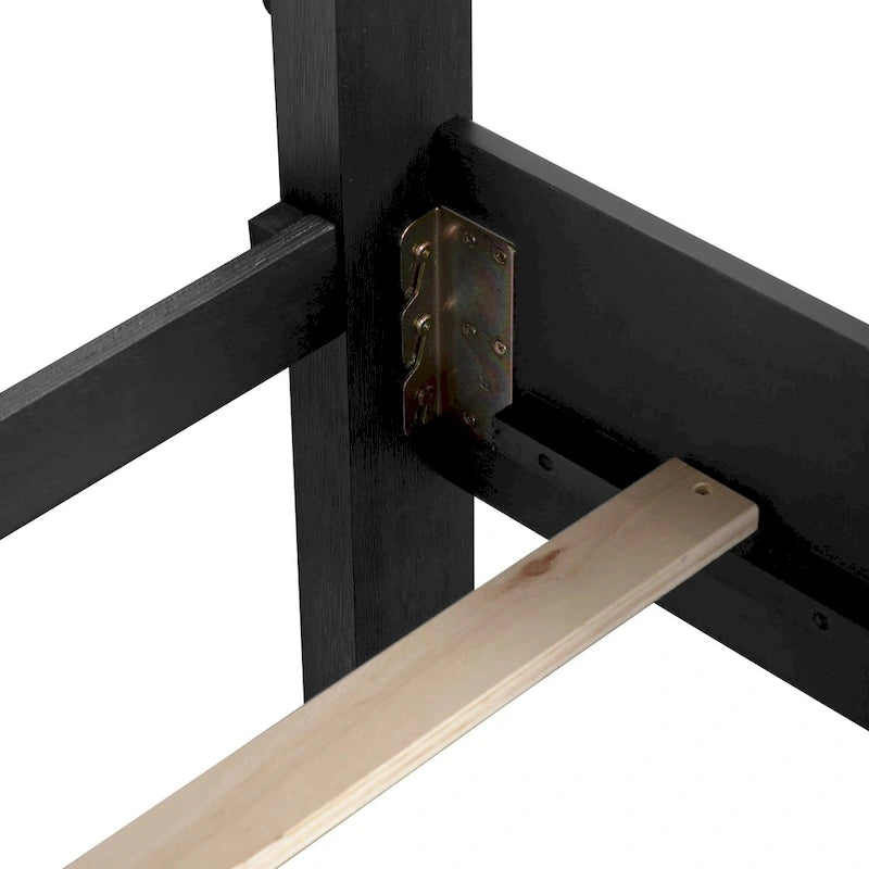 Lit moderne Alaric de Furniture of America, en bois massif noir, avec tête de lit éclairée par LED