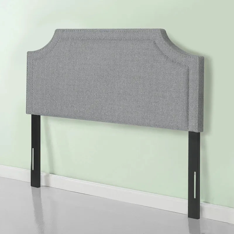 Tête de lit rembourrée en tissu Adeco avec clous décoratifs pour lit Queen