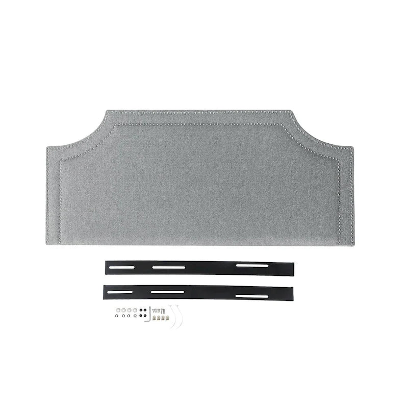 Tête de lit rembourrée en tissu Adeco avec clous décoratifs pour lit Queen