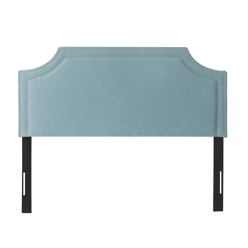 Tête de lit rembourrée en tissu Adeco avec clous décoratifs pour lit Queen