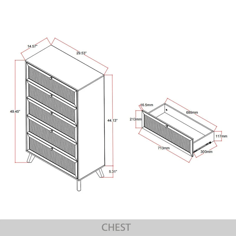 Coffre noir CraftPorch style moderne du milieu du siècle