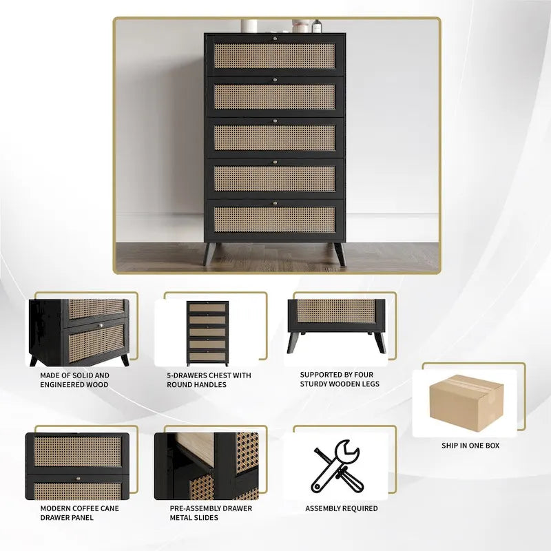 Coffre noir CraftPorch style moderne du milieu du siècle