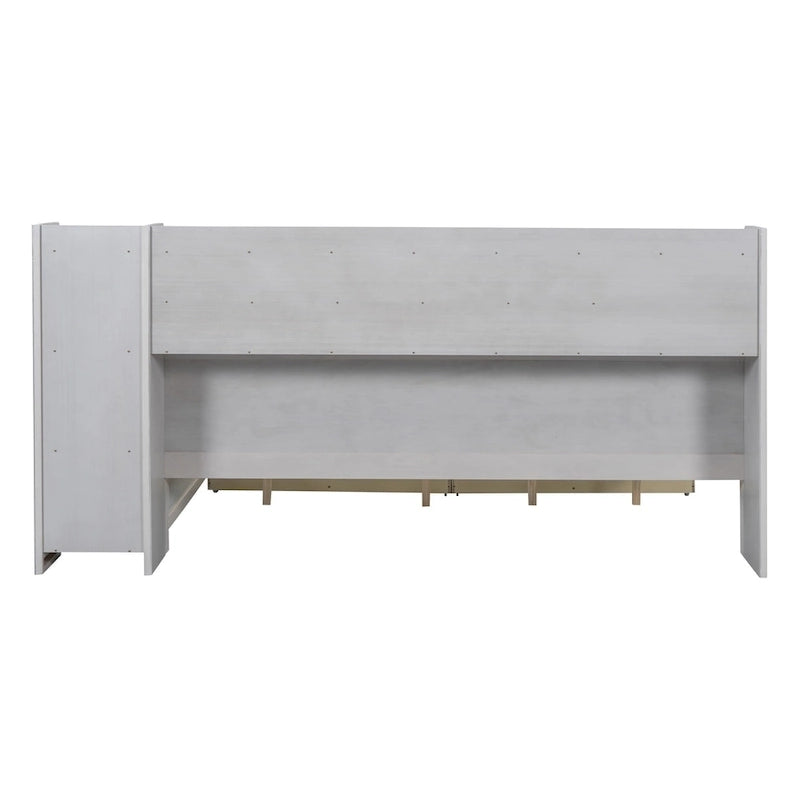 Lit de jour multifonctionnel en bois avec étagères de rangement, 2 tiroirs de rangement et bureau