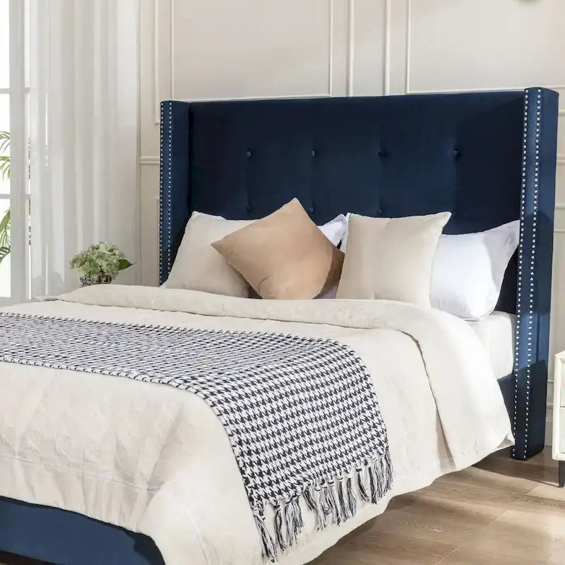 Lit Queen/King capitonné avec tête de lit haute CUSchoice (sommier non requis)