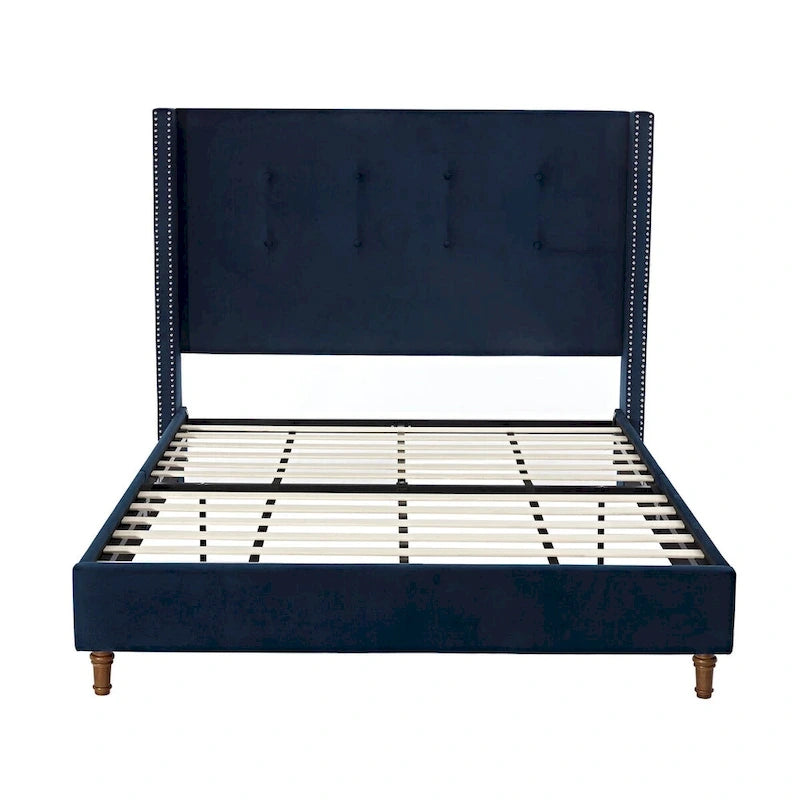 Lit Queen/King capitonné avec tête de lit haute CUSchoice (sommier non requis)