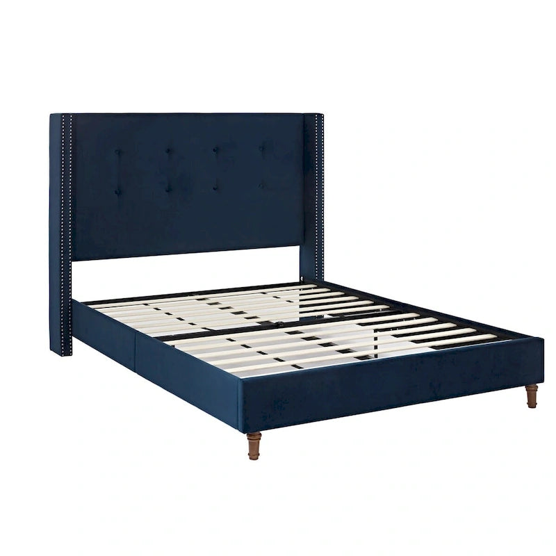 Lit Queen/King capitonné avec tête de lit haute CUSchoice (sommier non requis)