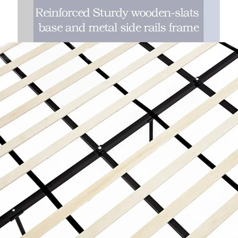 Lit Queen/King capitonné avec tête de lit haute CUSchoice (sommier non requis)