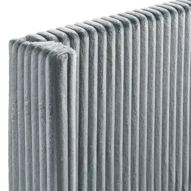 Lit rembourré en velours côtelé à larges côtes Mavela de Roundhill Furniture avec 2 tables de chevet, bleu