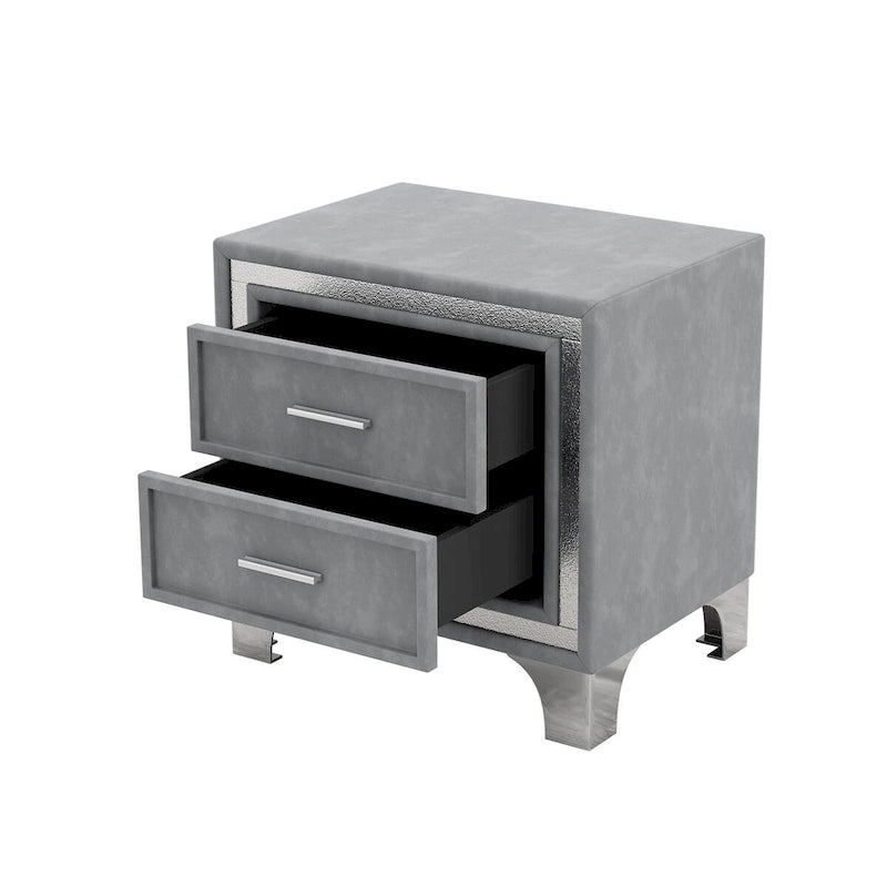 Ensembles de chambre à coucher 3 pièces comprenant un lit plateforme rembourré de taille queen et deux tables de chevet