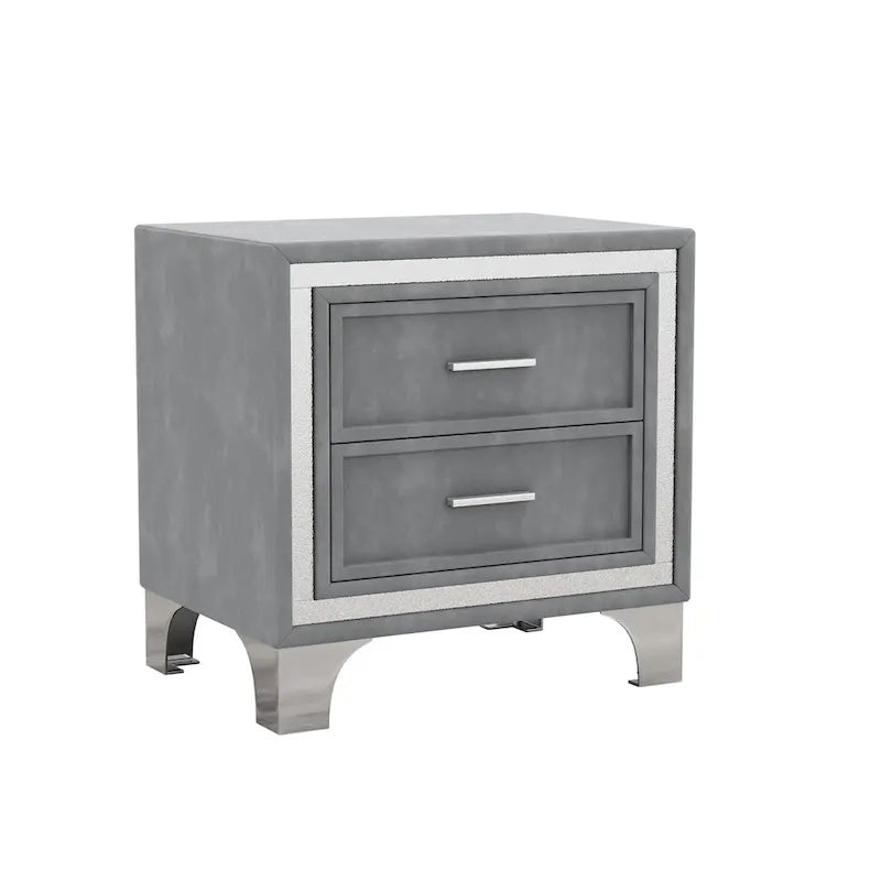Ensembles de chambre à coucher 3 pièces comprenant un lit plateforme rembourré de taille queen et deux tables de chevet