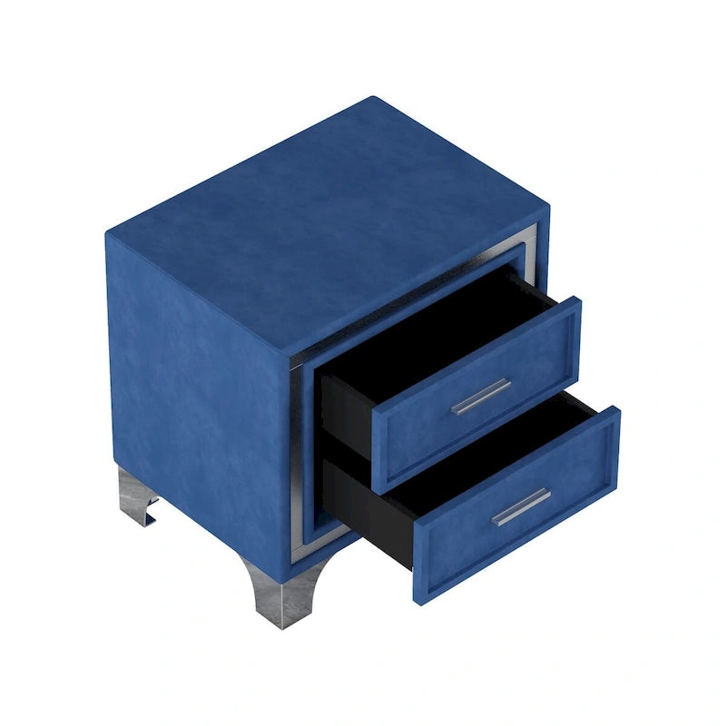 Ensembles de chambre à coucher 3 pièces comprenant un lit plateforme rembourré de taille queen et deux tables de chevet