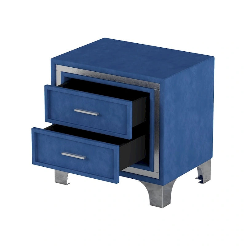 Ensembles de chambre à coucher 3 pièces comprenant un lit plateforme rembourré de taille queen et deux tables de chevet