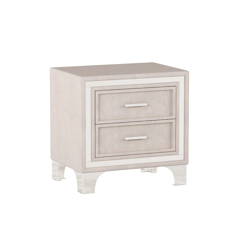 Ensembles de chambre à coucher 3 pièces comprenant un lit plateforme rembourré de taille queen et deux tables de chevet