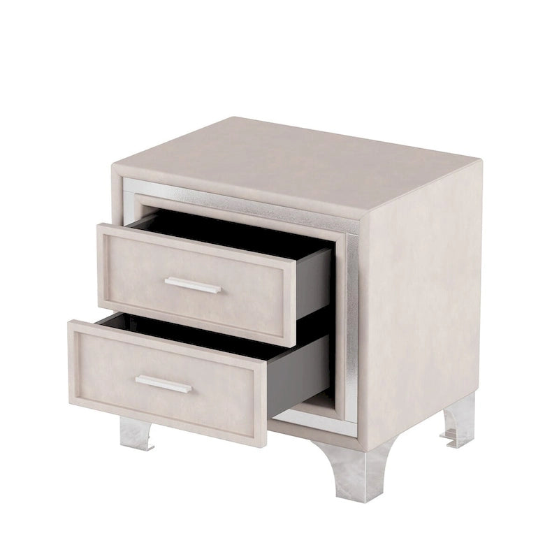 Ensembles de chambre à coucher 3 pièces comprenant un lit plateforme rembourré de taille queen et deux tables de chevet