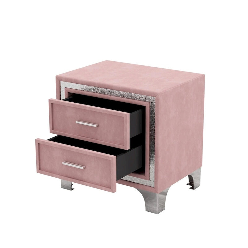 Ensembles de chambre à coucher 3 pièces comprenant un lit plateforme rembourré de taille queen et deux tables de chevet