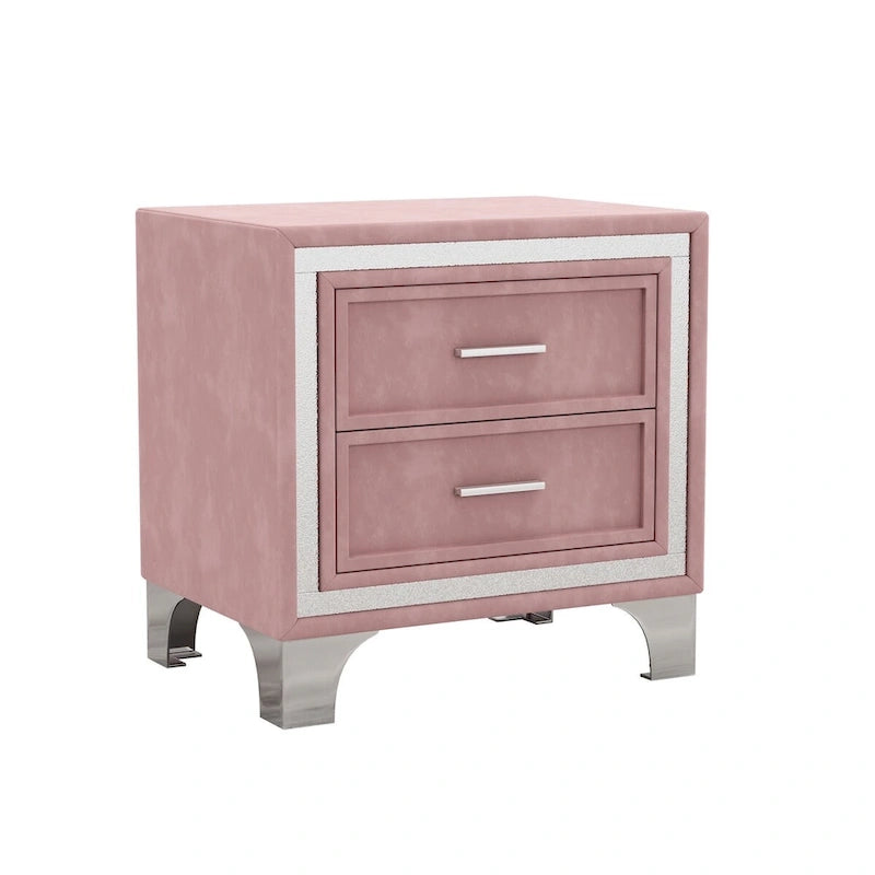 Ensembles de chambre à coucher 3 pièces comprenant un lit plateforme rembourré de taille queen et deux tables de chevet