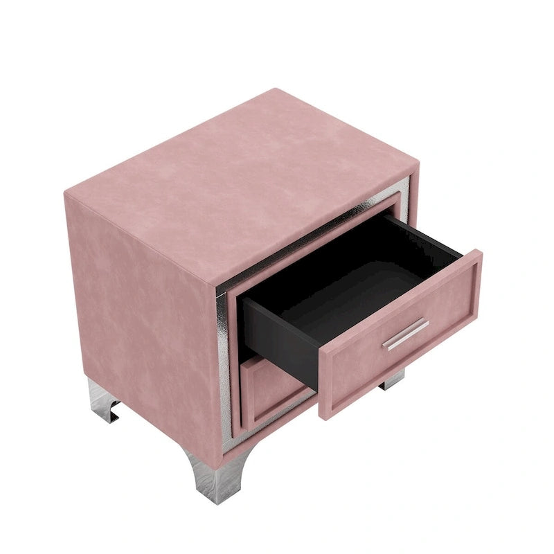 Ensembles de chambre à coucher 3 pièces comprenant un lit plateforme rembourré de taille queen et deux tables de chevet