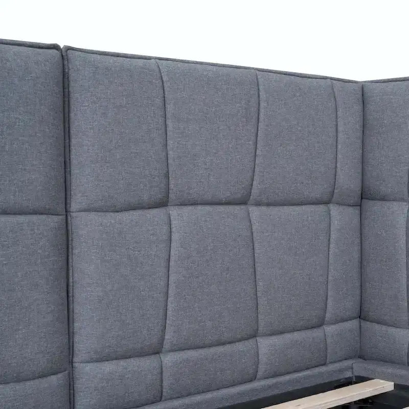 Lit plateforme rembourré avec lumières LED et tête de lit en forme de U