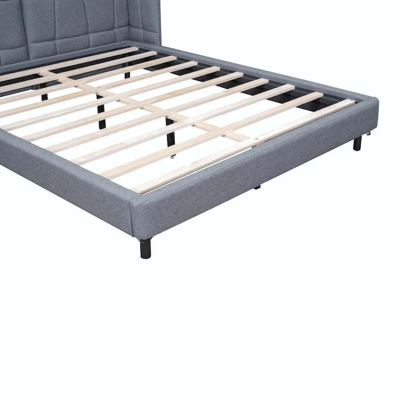 Lit plateforme rembourré avec lumières LED et tête de lit en forme de U
