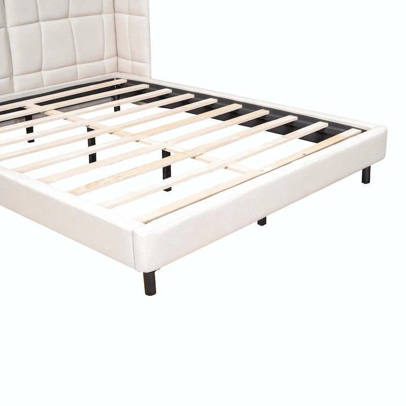 Lit plateforme rembourré avec lumières LED et tête de lit en forme de U