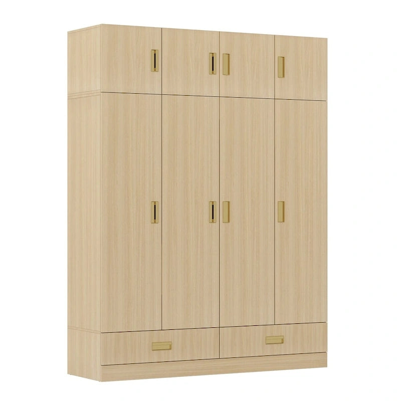 Armoire-penderie avec poignées dorées et meuble haut en option