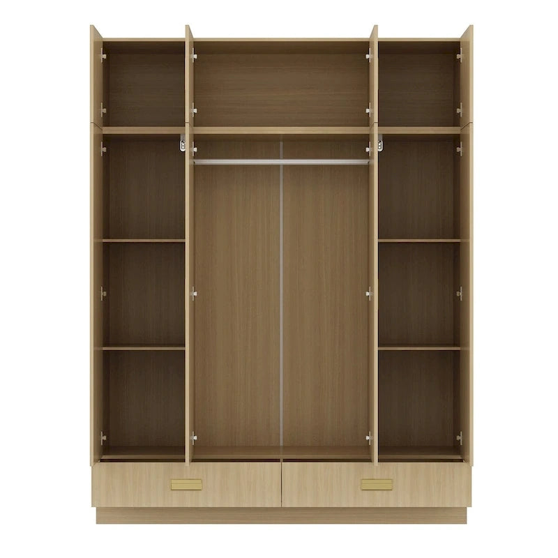 Armoire-penderie avec poignées dorées et meuble haut en option
