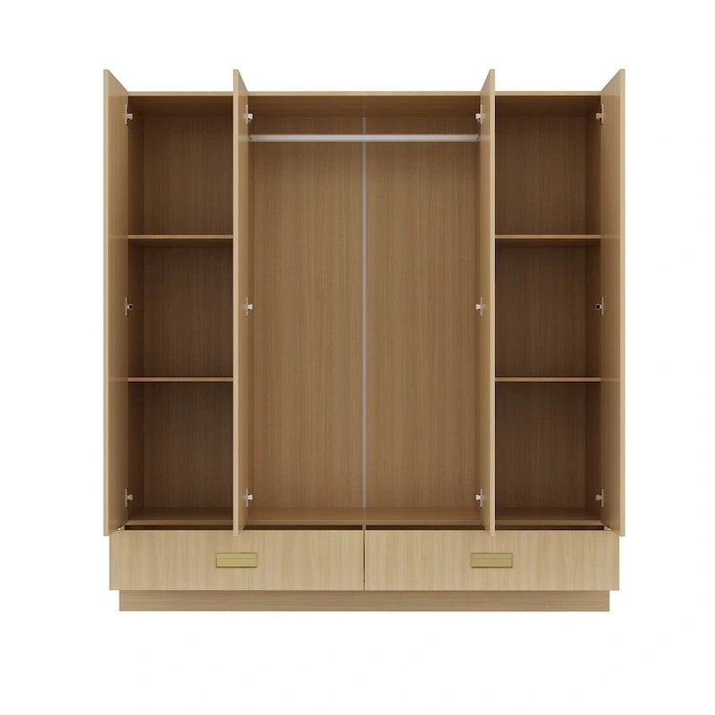 Armoire-penderie avec poignées dorées et meuble haut en option