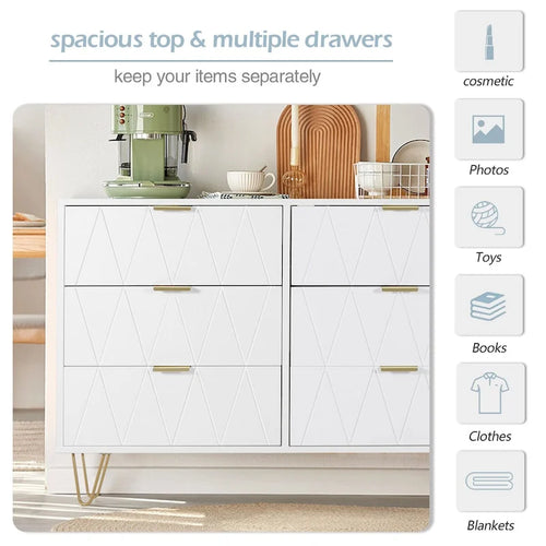 6 Drawer Dresser and Night Stand Sets for Bedroom Set of 2 & 6 Drawer Dresser Combo