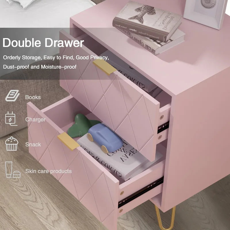 Ensemble commode 6 tiroirs et table de chevet pour chambre à coucher (lot de 2 et commode 6 tiroirs combinées)