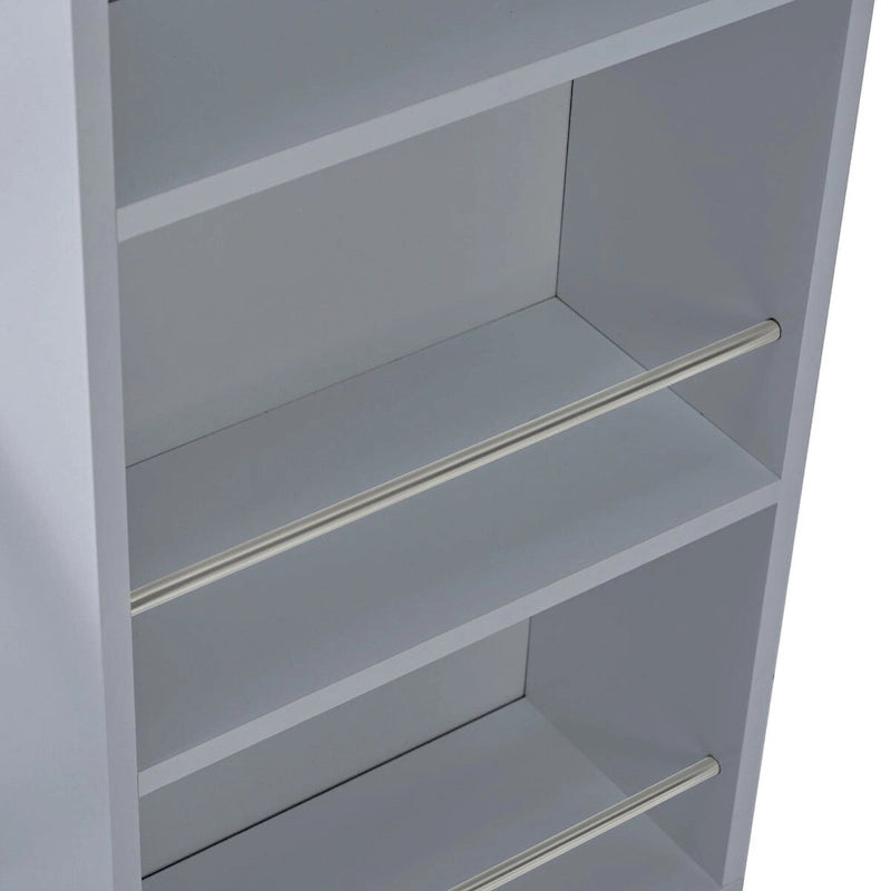 Desserte de cuisine en bois d'hévéa avec abattant, table extensible, 2 portes vitrées cannelées, éclairage LED et prise électrique.