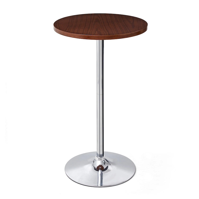 Table de bar ronde Glitzhome style bistro moderne, plateau en noyer, 39,5 po de hauteur