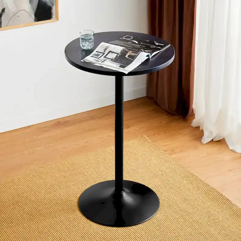 Table de bar ronde Glitzhome style bistro moderne, plateau en noyer, 39,5 po de hauteur