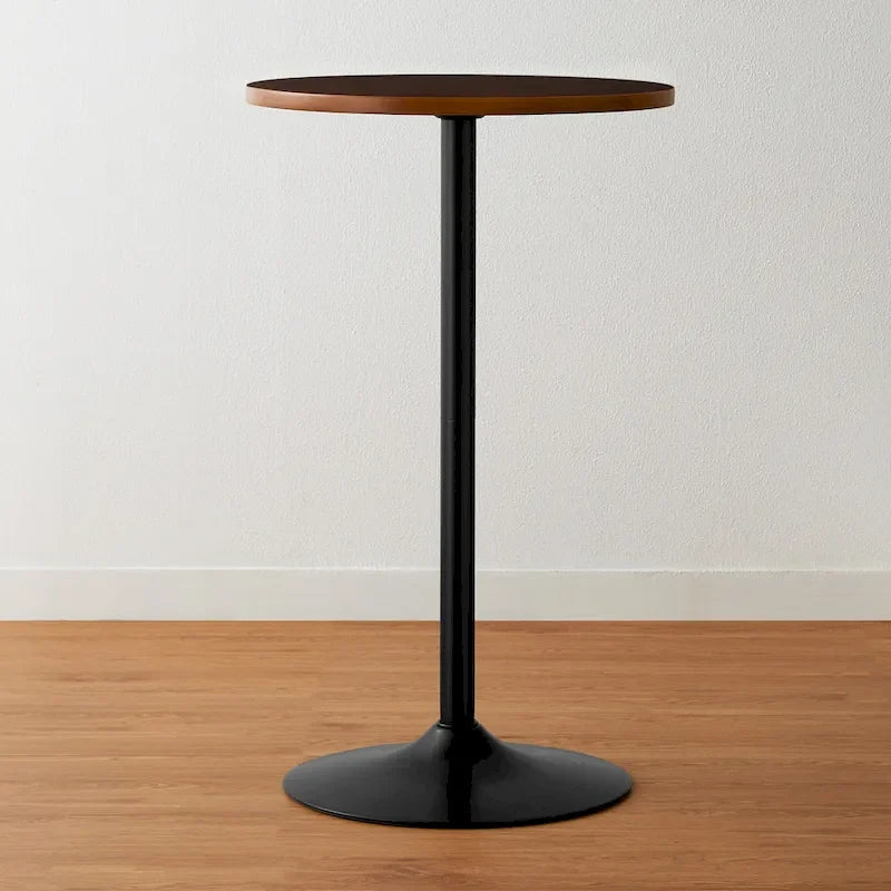 Table de bar ronde Glitzhome style bistro moderne, plateau en noyer, 39,5 po de hauteur