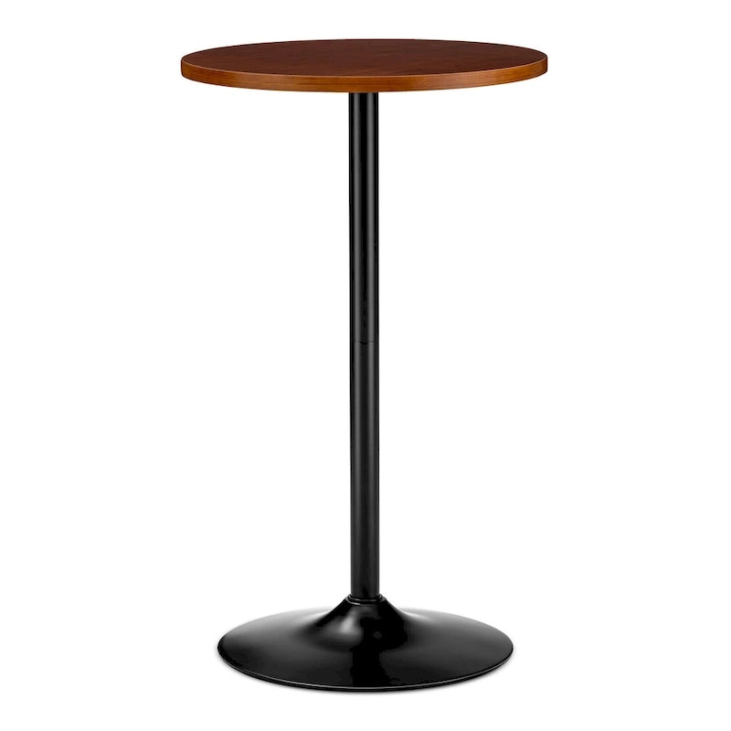Table de bar ronde Glitzhome style bistro moderne, plateau en noyer, 39,5 po de hauteur