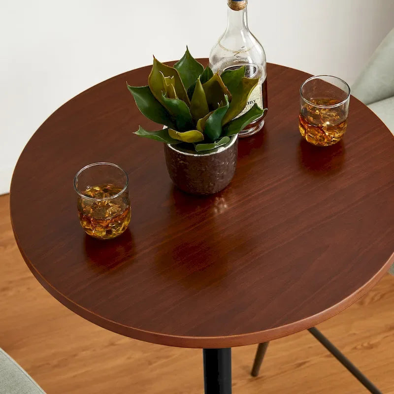 Table de bar ronde Glitzhome style bistro moderne, plateau en noyer, 39,5 po de hauteur