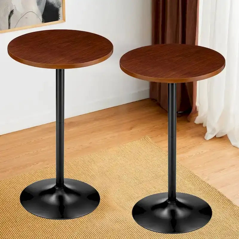 Table de bar ronde Glitzhome style bistro moderne, plateau en noyer, 39,5 po de hauteur