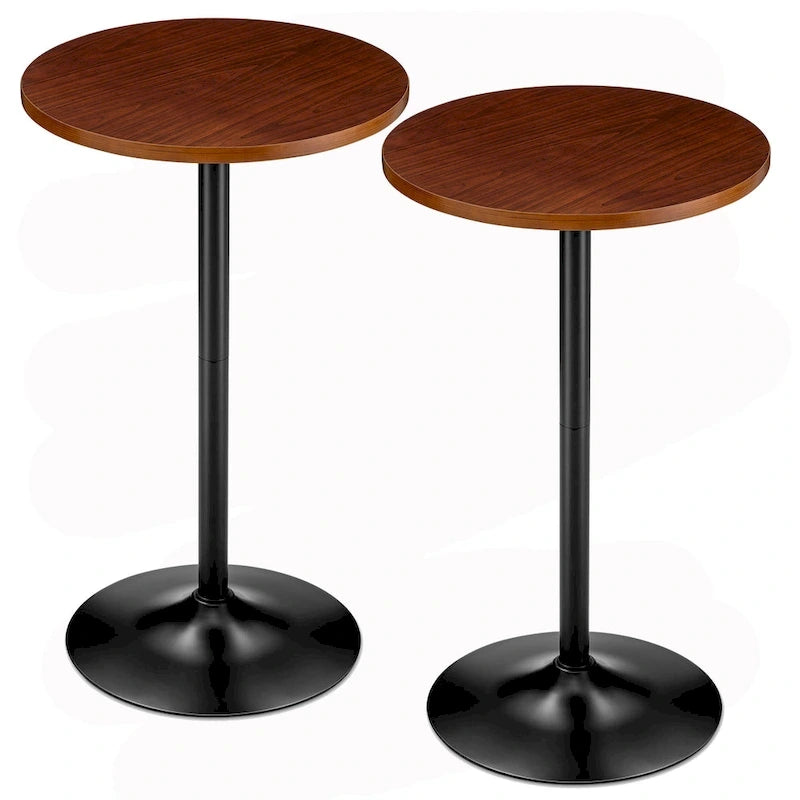 Table de bar ronde Glitzhome style bistro moderne, plateau en noyer, 39,5 po de hauteur