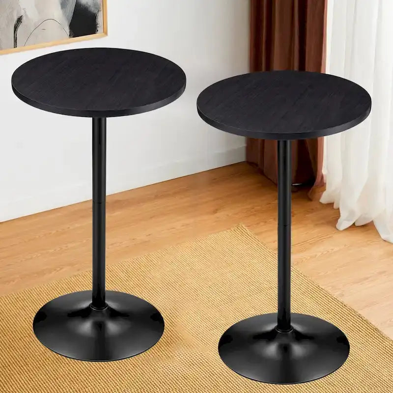 Table de bar ronde Glitzhome style bistro moderne, plateau en noyer, 39,5 po de hauteur