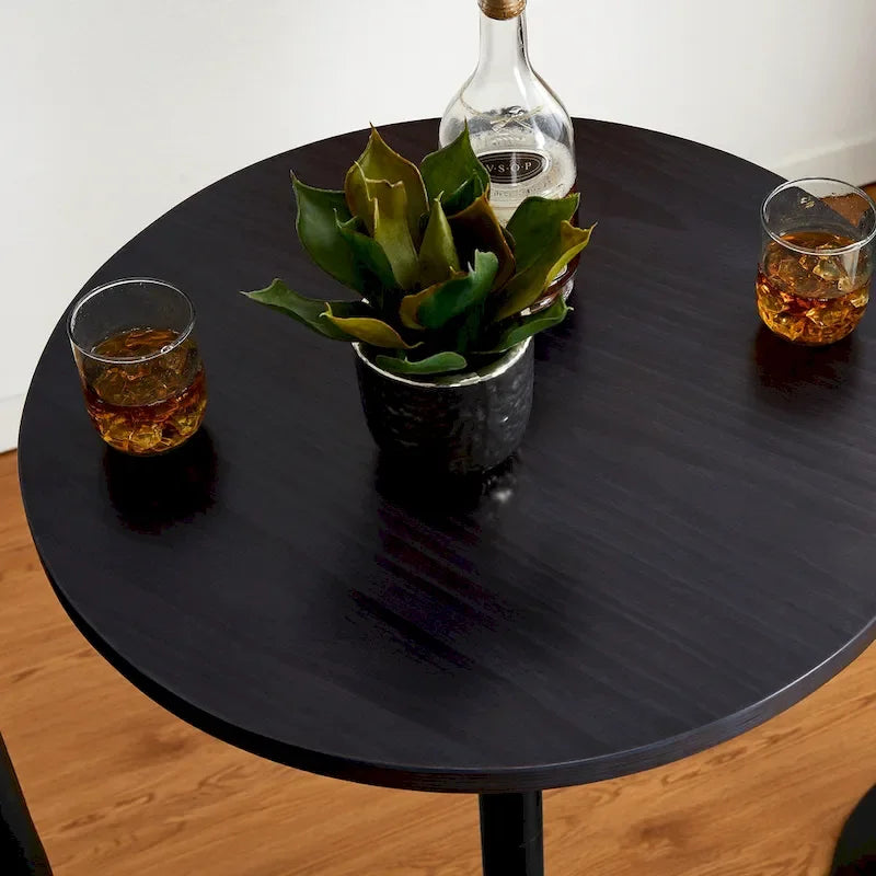 Table de bar ronde Glitzhome style bistro moderne, plateau en noyer, 39,5 po de hauteur