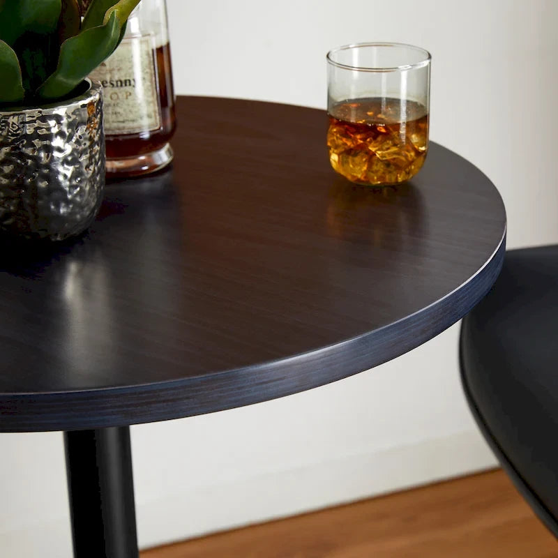 Table de bar ronde Glitzhome style bistro moderne, plateau en noyer, 39,5 po de hauteur