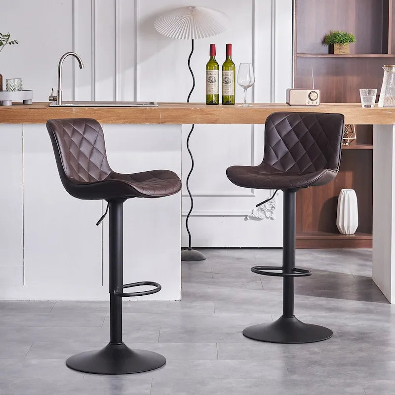 Ensemble de 2 tabourets de bar pivotants et réglables, style moderne.