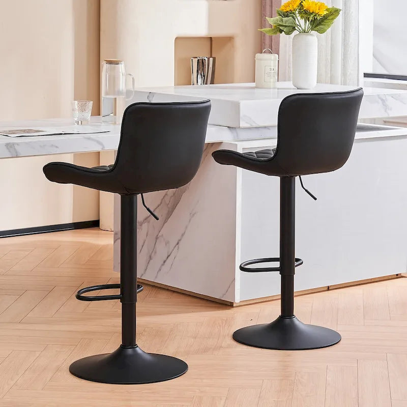 Ensemble de 2 tabourets de bar pivotants et réglables, style moderne.