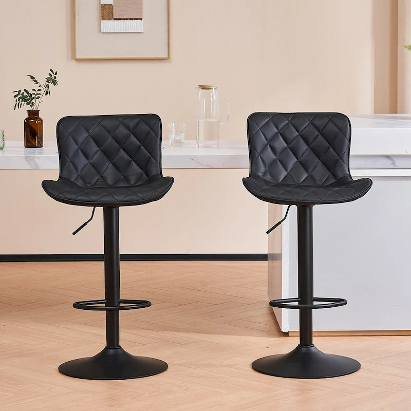 Ensemble de 2 tabourets de bar pivotants et réglables, style moderne.