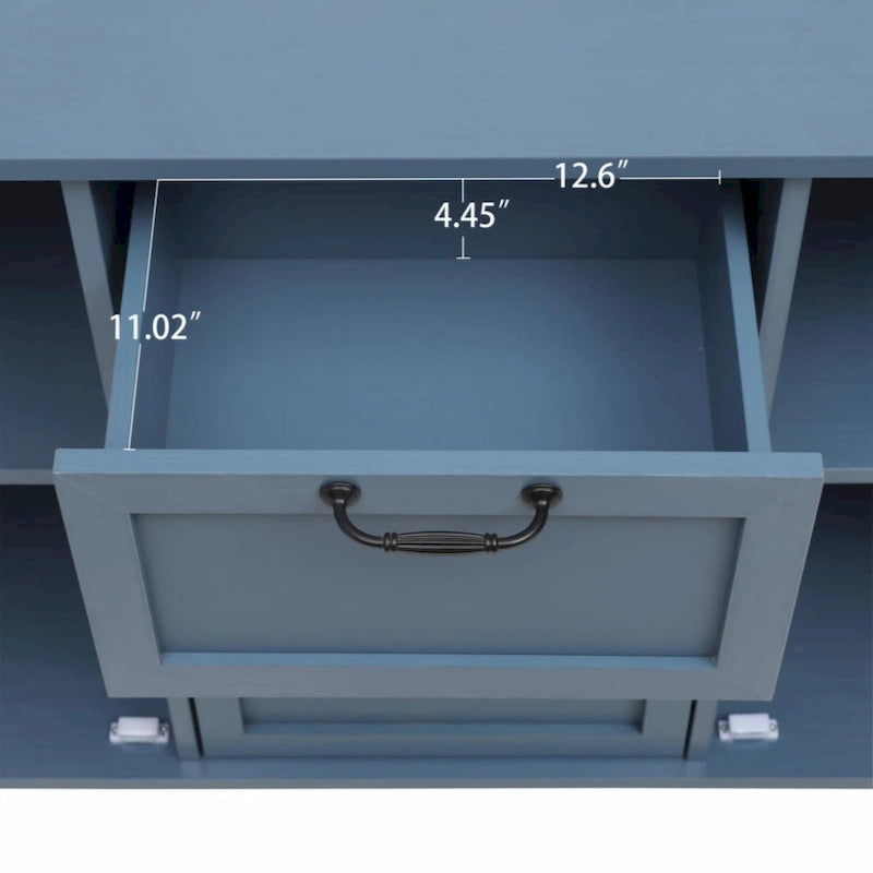 Meuble à 2 portes et 3 tiroirs, style américain, idéal pour une chambre, un salon ou un bureau.