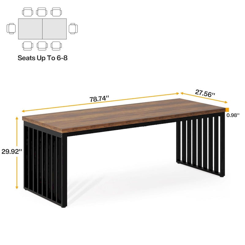 Table de cuisine/salle à manger de 78,74 pouces avec pieds en métal