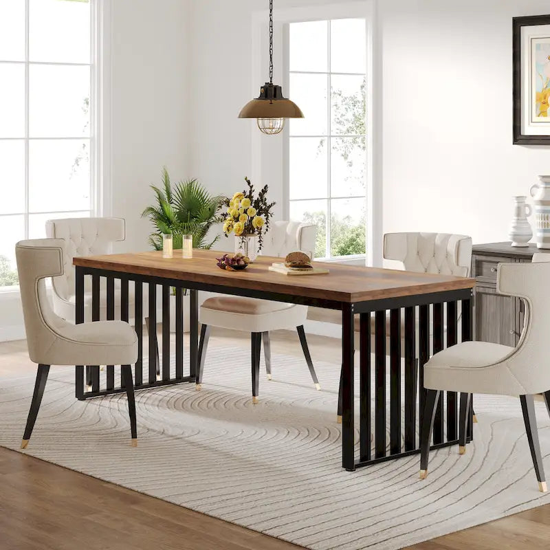 Table de cuisine/salle à manger de 78,74 pouces avec pieds en métal