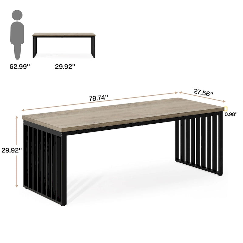 Table de cuisine/salle à manger de 78,74 pouces avec pieds en métal