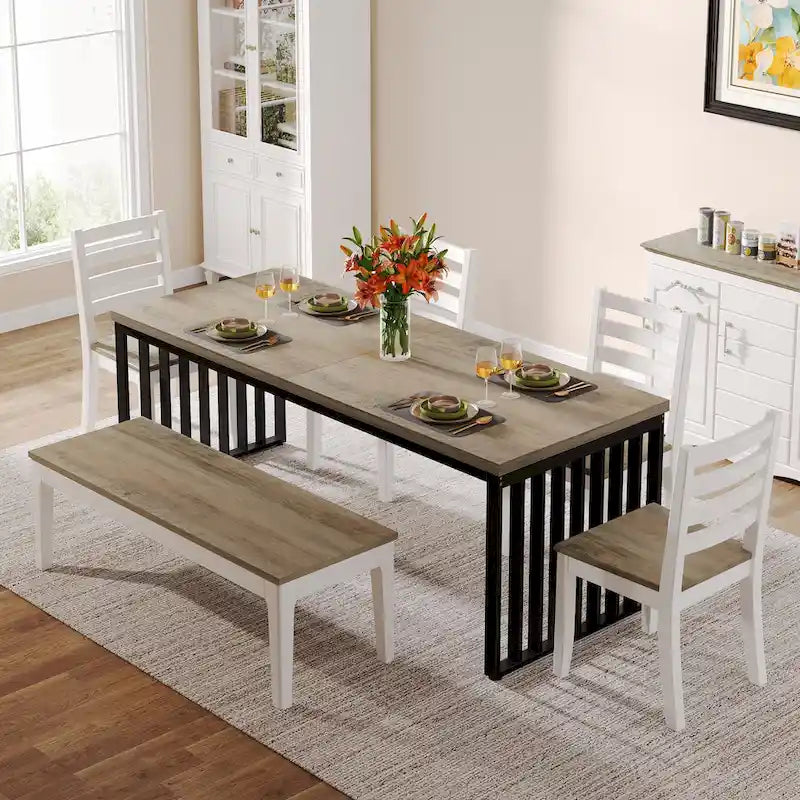 Table de cuisine/salle à manger de 78,74 pouces avec pieds en métal