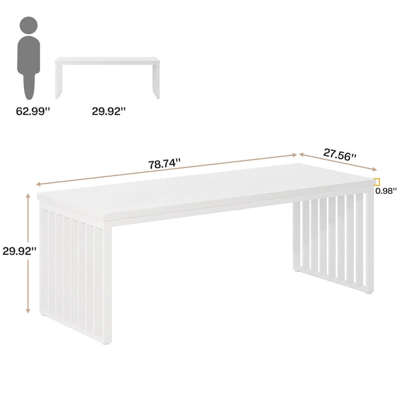 Table de cuisine/salle à manger de 78,74 pouces avec pieds en métal